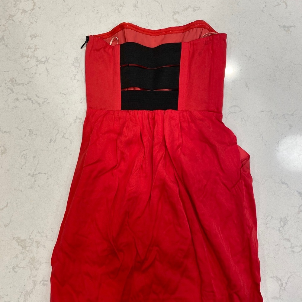 Strapless red dress